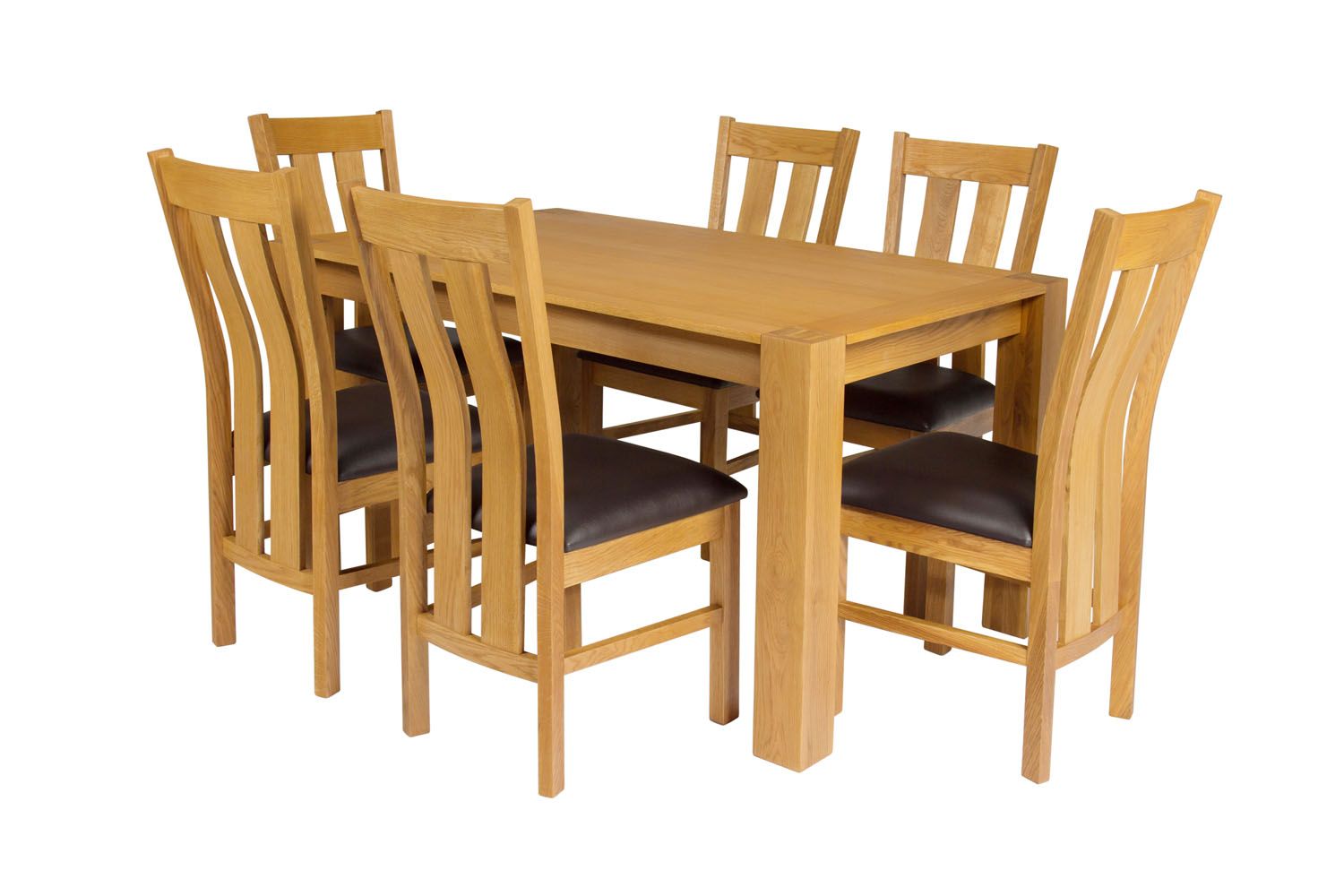 Oak Dining Set Cambridge 140cm Oak Table 6 Churchill Brown Leather Chairs - SUMMER SALE Oak Dining Set Cambridge 140cm Oak Table 6 Churchill Brown Leather Chairs - SUMMER SALE