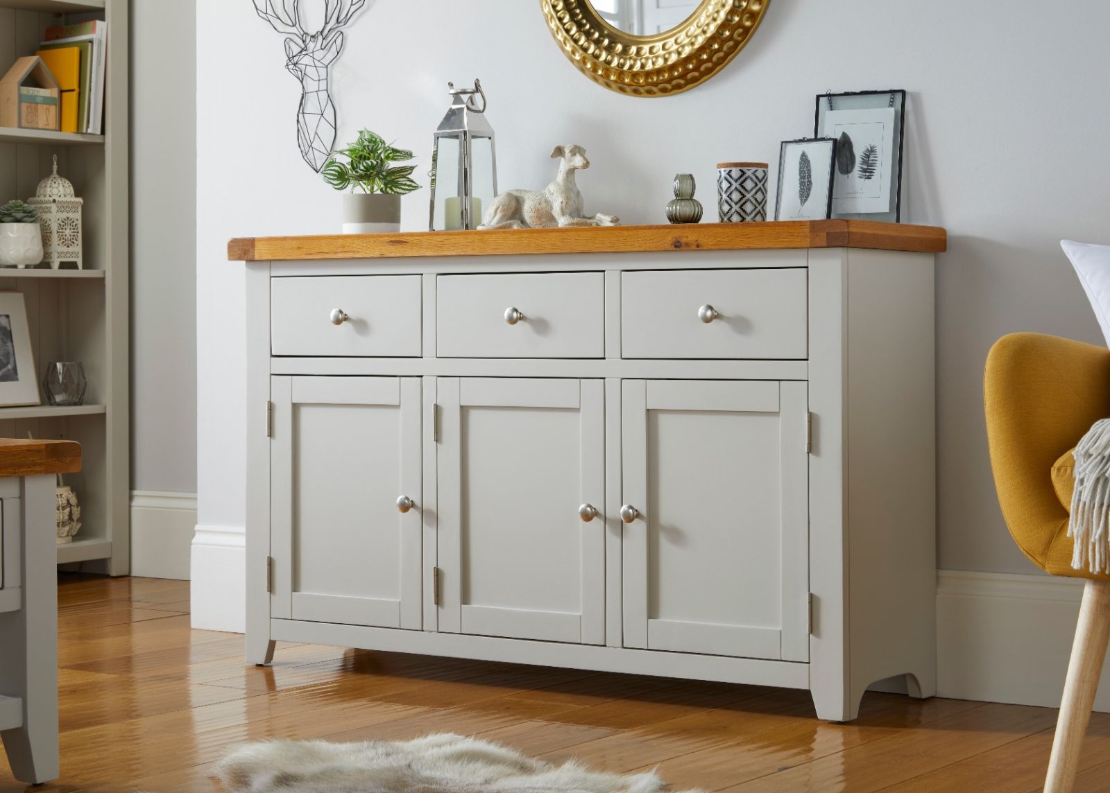 Cheshire Grey Painted 130cm Large Sideboard - £80 OFF SUMMER SALE Cheshire Grey Painted 130cm Large Sideboard - £80 OFF SUMMER SALE