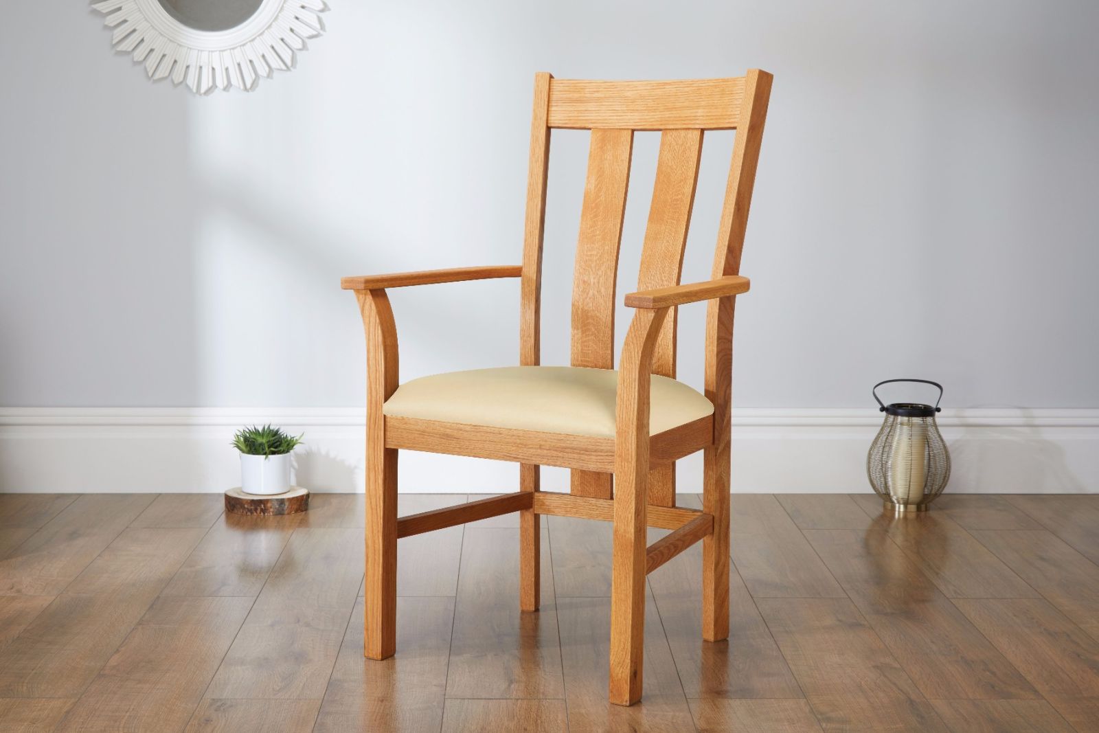 Churchill Cream Leather Oak Carver Dining Chair - SUMMER SALE Churchill Cream Leather Oak Carver Dining Chair - SUMMER SALE