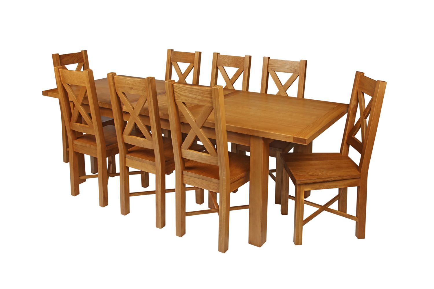 Country Oak 230cm Extending Oak Table and 8 Grasmere Timber Seat Chair Set Country Oak 230cm Extending Oak Table and 8 Grasmere Timber Seat Chair Set