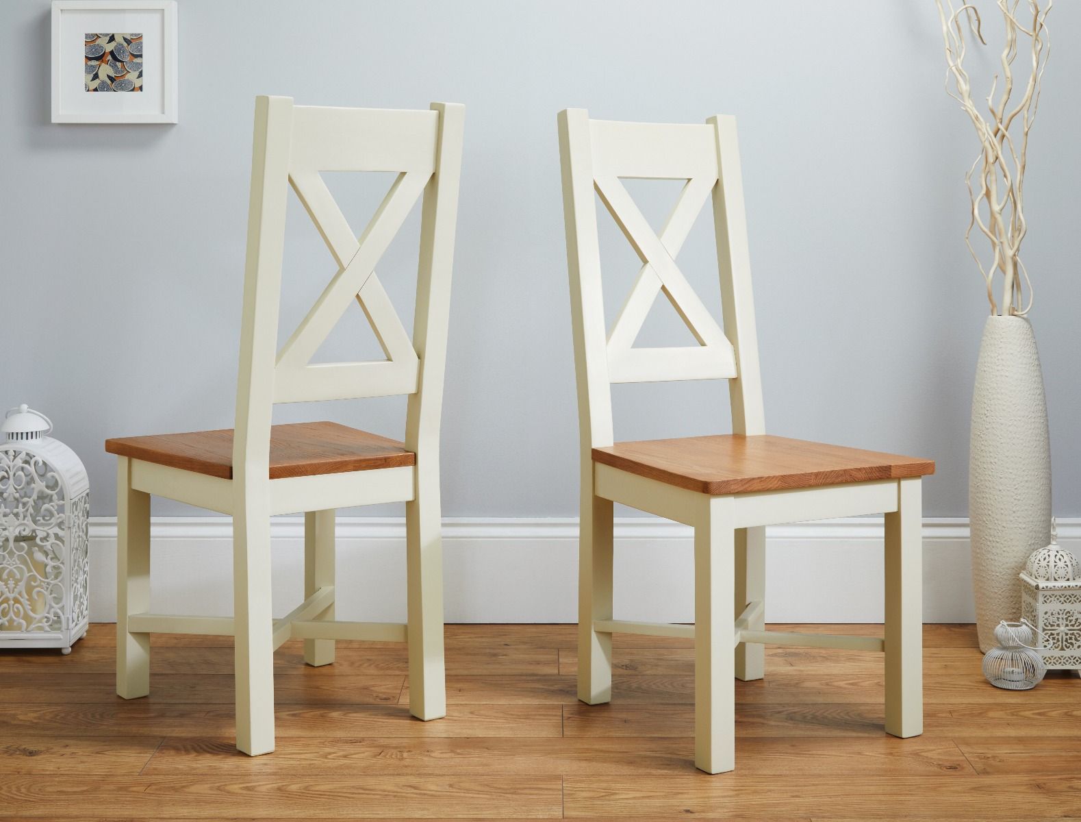 Grasmere Cross Back Cream Painted Chair With Solid Oak Seat - 10% OFF SUMMER SALE Grasmere Cross Back Cream Painted Chair With Solid Oak Seat - 10% OFF SUMMER SALE