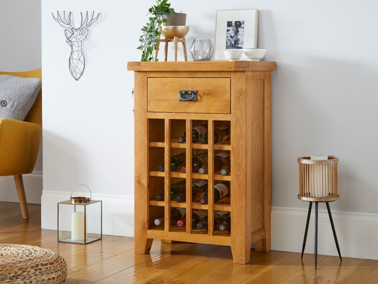 Country Oak Wine Cabinet with Drawer - SUMMER SALE Country Oak Wine Cabinet with Drawer - SUMMER SALE