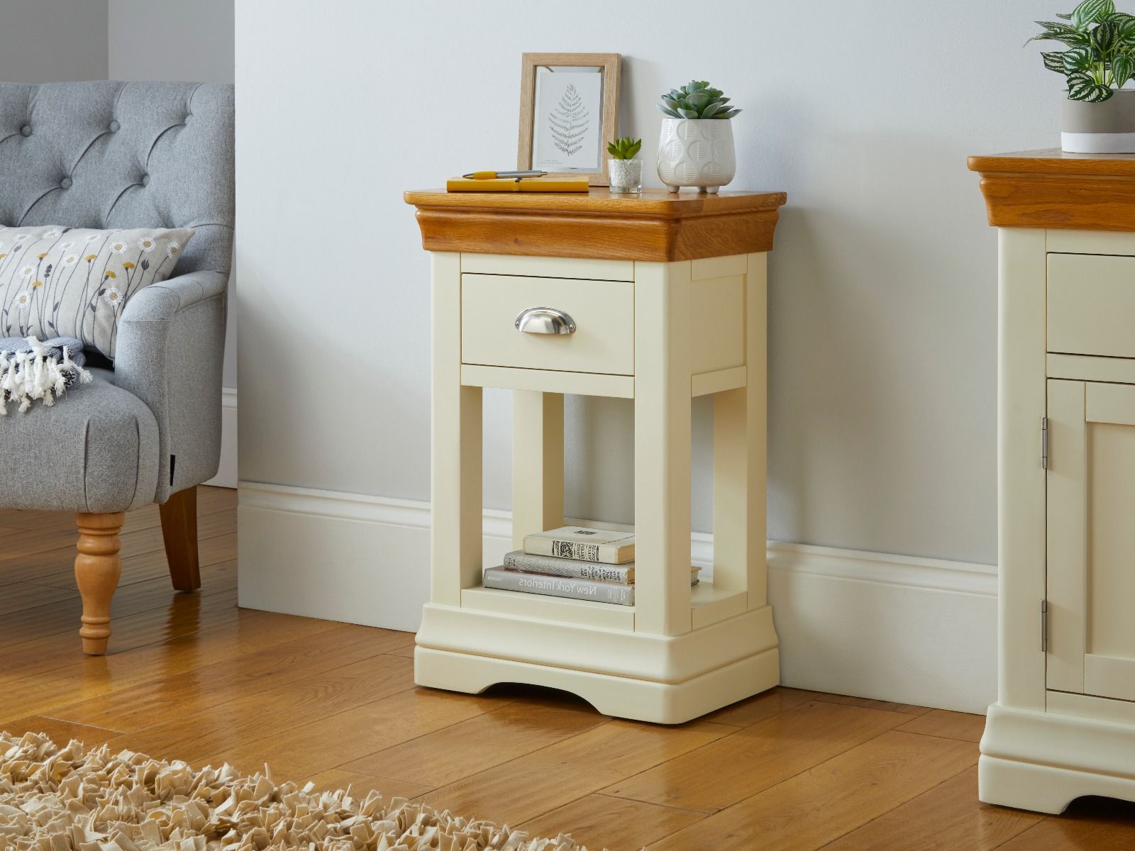 Farmhouse Cream Painted Assembled Oak Telephone Table - SUMMER SALE Farmhouse Cream Painted Assembled Oak Telephone Table - SUMMER SALE