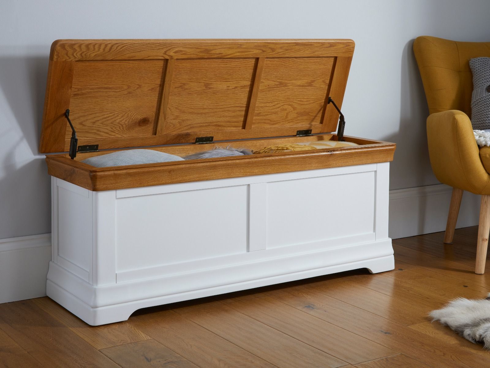 Farmhouse White Painted Large Oak Blanket Storage Box - 10% OFF SUMMER SALE Farmhouse White Painted Large Oak Blanket Storage Box - 10% OFF SUMMER SALE
