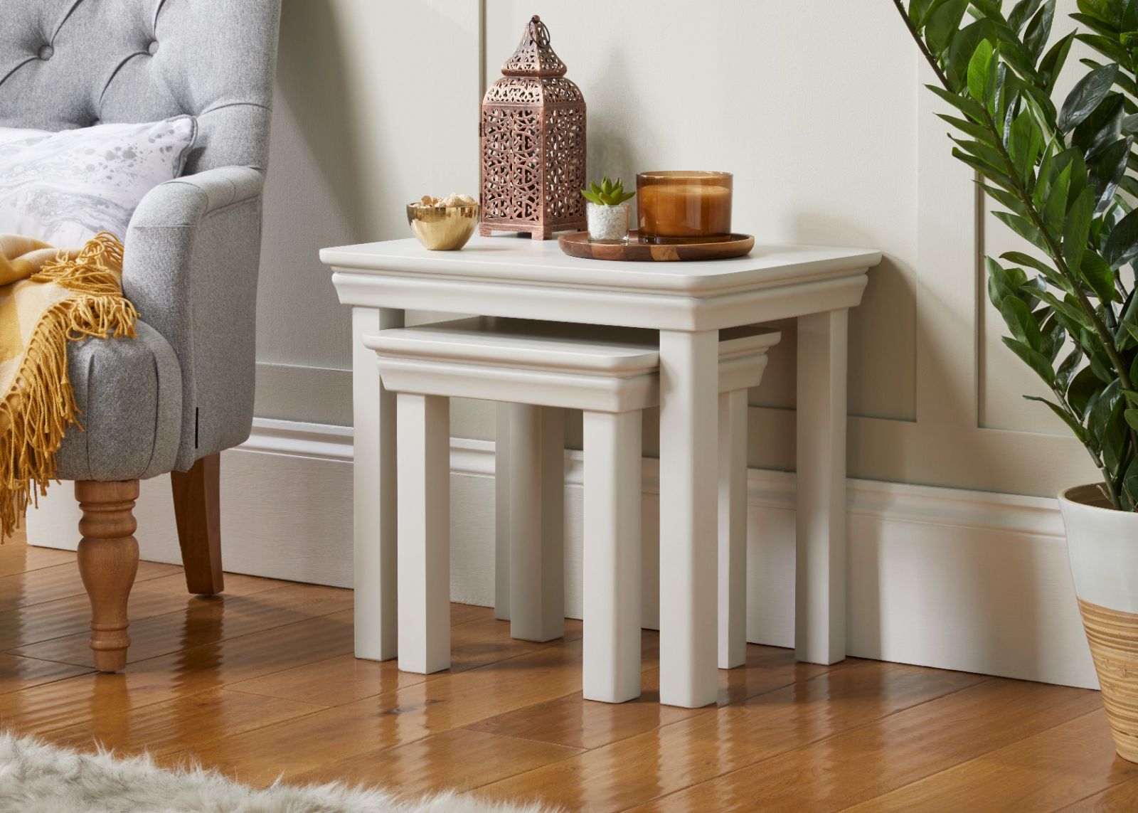 Toulouse Grey Painted Assembled Nest Of 2 Tables - SUMMER SALE Toulouse Grey Painted Assembled Nest Of 2 Tables - SUMMER SALE