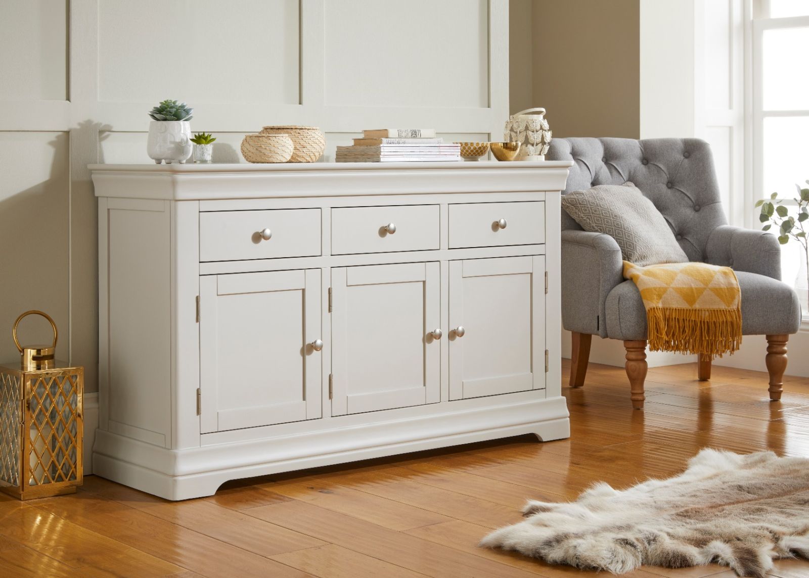 Toulouse Grey Painted Large 140cm Assembled Sideboard - £70 OFF SUMMER SALE Toulouse Grey Painted Large 140cm Assembled Sideboard - £70 OFF SUMMER SALE