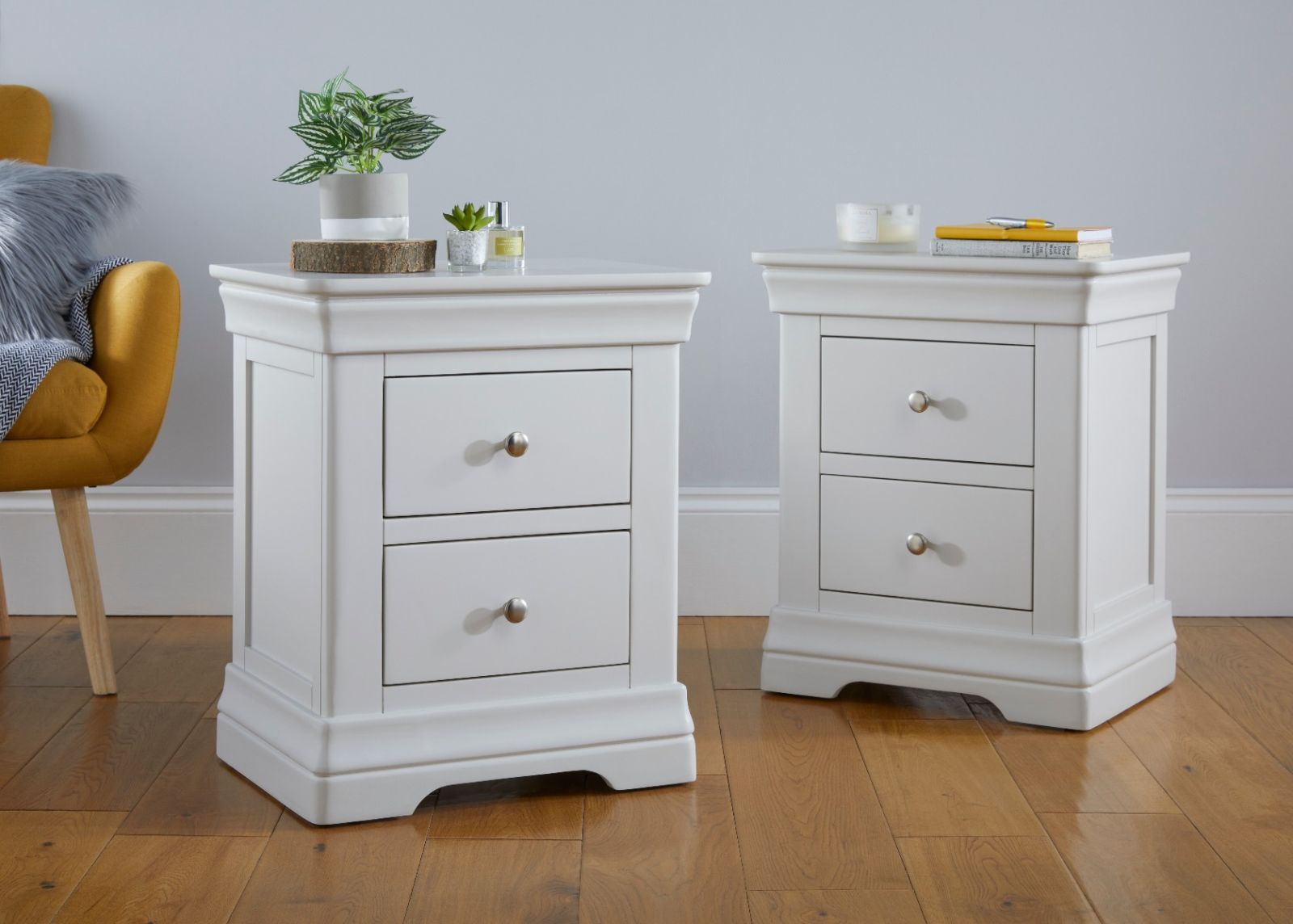 Pair of Toulouse Grey 2 Drawer Fully Assembled Bedside Tables - SUMMER SALE Pair of Toulouse Grey 2 Drawer Fully Assembled Bedside Tables - SUMMER SALE