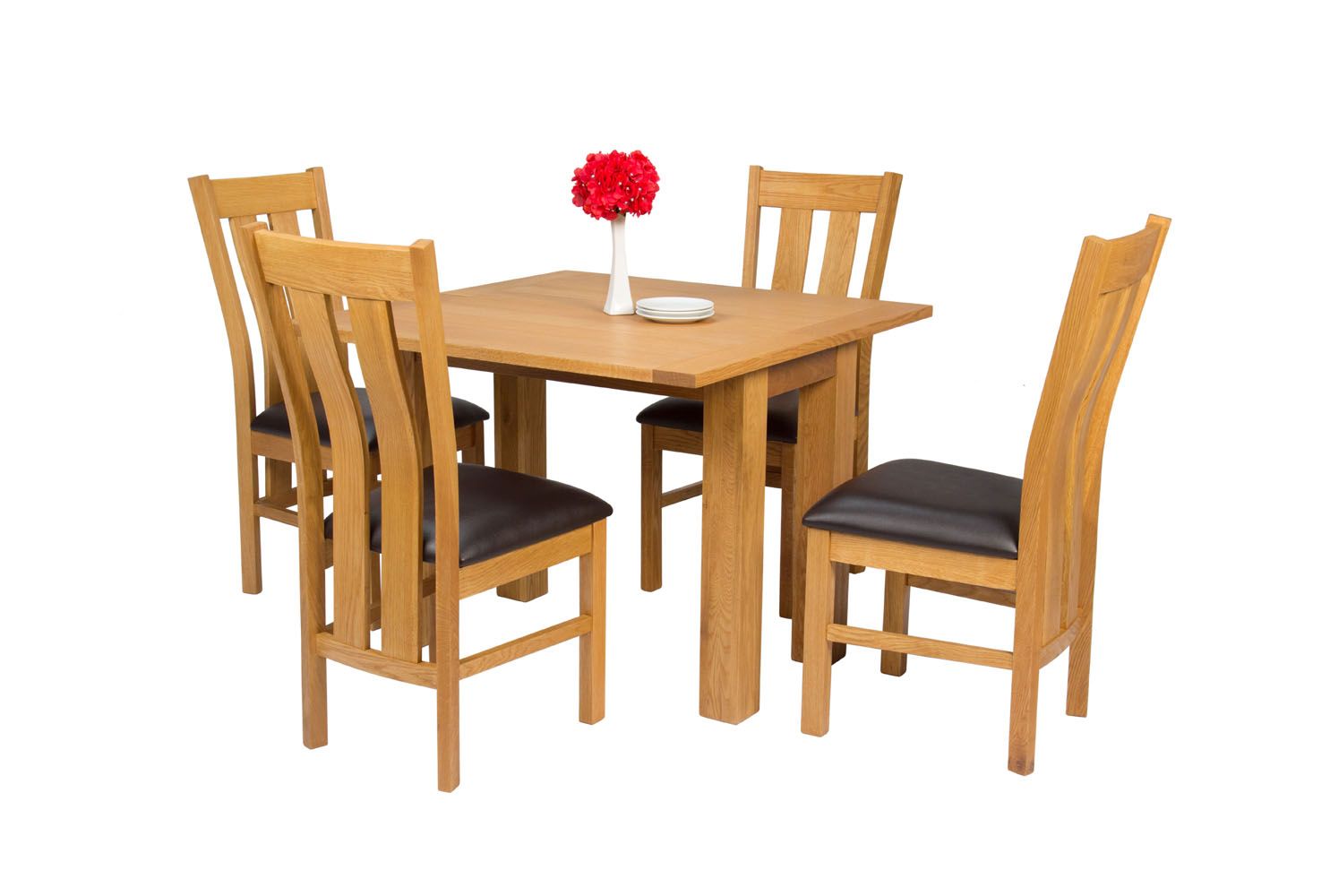 Lichfield Flip Top 100cm 50cm Oak Table 4 Churchill Brown Leather Oak Chair Set Lichfield Flip Top 100cm 50cm Oak Table 4 Churchill Brown Leather Oak Chair Set