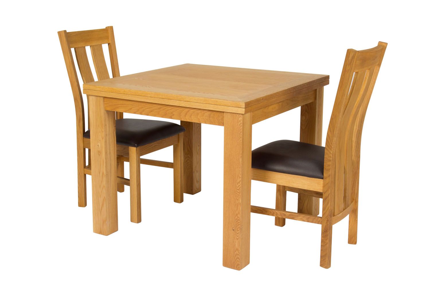 Flip Top 90cm 180cm Extending Oak Table 2 Churchill Brown Leather Chair Set Flip Top 90cm 180cm Extending Oak Table 2 Churchill Brown Leather Chair Set