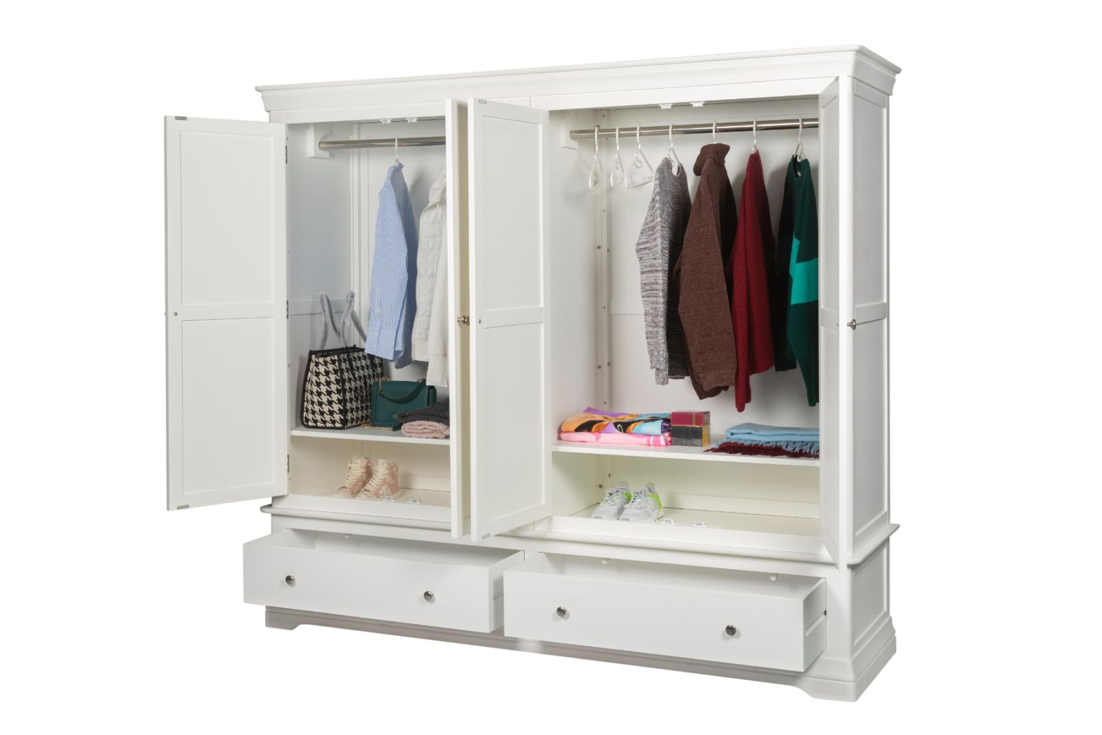 Toulouse White Painted 4 Door Double Hanging Quad Extra Large Wardrobe - £300 OFF FLASH SALE Toulouse White Painted 4 Door Double Hanging Quad Extra Large Wardrobe - £300 OFF FLASH SALE
