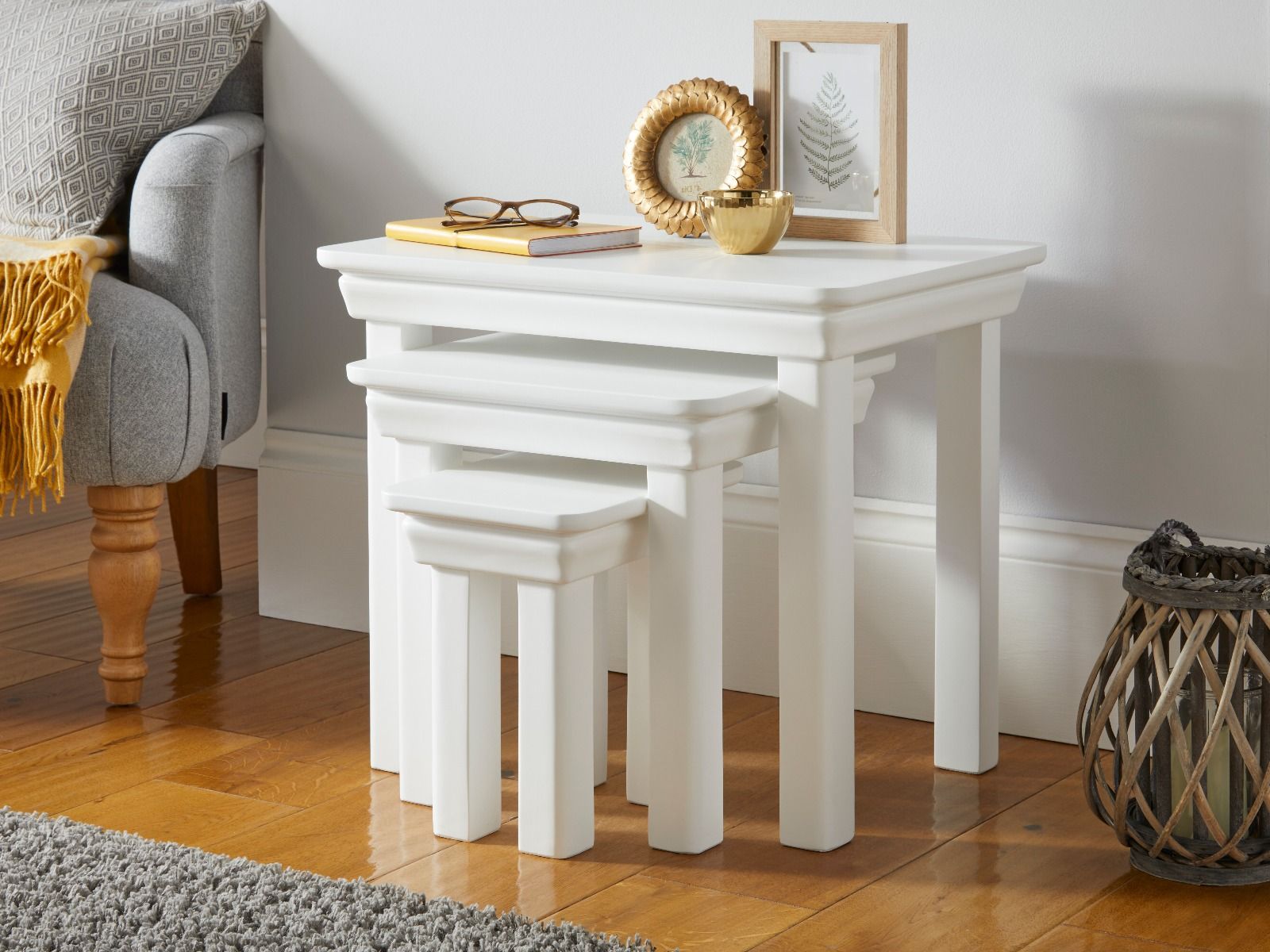 Toulouse White Painted Assembled Nest Of 3 Tables - SUMMER SALE Toulouse White Painted Assembled Nest Of 3 Tables - SUMMER SALE