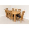 1.8m Cambridge Oak Table and 8 Lichfield Black Leather Dining Chairs Set - 4 1.8m Cambridge Oak Table and 8 Lichfield Black Leather Dining Chairs Set - 4