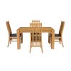Cambridge 140cm Oak Table 6 Lichfield Brown Leather Chair Set - 6 Cambridge 140cm Oak Table 6 Lichfield Brown Leather Chair Set - 6