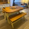 Cream Painted 1.2m Cross Leg Oak Dining Bench - £40 OFF FLASH SALE - 2