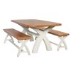 Country Oak 180cm cream painted dining table pair 160cm cross leg benches - SUMMER SALE - 4 Country Oak 180cm cream painted dining table pair 160cm cross leg benches - SUMMER SALE - 4