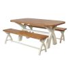 Country Oak 180cm cream painted dining table pair 160cm cross leg benches - SUMMER SALE - 5 Country Oak 180cm cream painted dining table pair 160cm cross leg benches - SUMMER SALE - 5