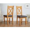 Country Oak 230cm Extending Oak Table and 8 Grasmere Brown Leather Seat Chair Set - SUMMER SALE - 9