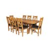 Country Oak 230cm Cross Leg Oval Table and 8 Grasmere Brown Leather Chairs - 2 Country Oak 230cm Cross Leg Oval Table and 8 Grasmere Brown Leather Chairs - 2