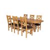 Country Oak 230cm Cross Leg Oval Table and 6 Windermere Brown Leather Chairs - 2 Country Oak 230cm Cross Leg Oval Table and 6 Windermere Brown Leather Chairs - 2