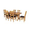 Country Oak 230cm Cross Leg Oval Table and 6 Windermere Brown Leather Chairs - 8 Country Oak 230cm Cross Leg Oval Table and 6 Windermere Brown Leather Chairs - 8