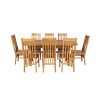 Country Oak 230cm Cross Leg Oval Table and 8 Chelsea Timber Seat Chairs - 4 Country Oak 230cm Cross Leg Oval Table and 8 Chelsea Timber Seat Chairs - 4
