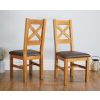 Country Oak 230cm Cross Leg Square Table and 6 Windermere Brown Leather Chairs - 10