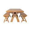 Country Oak 230cm Cross Leg Table and 2 160cm Cross Leg Bench Set - SUMMER SALE - 3 Country Oak 230cm Cross Leg Table and 2 160cm Cross Leg Bench Set - SUMMER SALE - 3