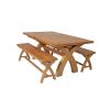 Country Oak 230cm Cross Leg Table and 2 160cm Cross Leg Bench Set - SUMMER SALE - 4 Country Oak 230cm Cross Leg Table and 2 160cm Cross Leg Bench Set - SUMMER SALE - 4