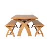 Country Oak 230cm Cross Leg Table and 2 160cm Cross Leg Bench Set - SUMMER SALE - 5 Country Oak 230cm Cross Leg Table and 2 160cm Cross Leg Bench Set - SUMMER SALE - 5