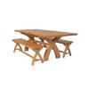 Country Oak 230cm Cross Leg Table and 2 160cm Cross Leg Bench Set - SUMMER SALE - 6 Country Oak 230cm Cross Leg Table and 2 160cm Cross Leg Bench Set - SUMMER SALE - 6