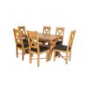 Country Oak 180cm Extending X Leg Table and 6 Grasmere Brown Leather Chairs Set - SUMMER SALE - 3 Country Oak 180cm Extending X Leg Table and 6 Grasmere Brown Leather Chairs Set - SUMMER SALE - 3