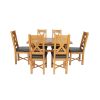 Country Oak 180cm Extending X Leg Table and 6 Grasmere Brown Leather Chairs Set - SUMMER SALE - 5 Country Oak 180cm Extending X Leg Table and 6 Grasmere Brown Leather Chairs Set - SUMMER SALE - 5