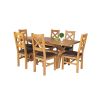 Country Oak 180cm Extending Cross Leg Square Table and 6 Windermere Brown Leather Chairs - SUMMER SALE - 2