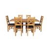 Country Oak 180cm Extending Cross Leg Square Table and 6 Windermere Brown Leather Chairs - SUMMER SALE - 4