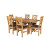 Country Oak 180cm Extending Cross Leg Square Table and 6 Windermere Brown Leather Chairs - SUMMER SALE - 6