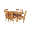 Country Oak 180cm Extending Cross Leg Square Table and 6 Chelsea Timber Seat Chairs - 6 Country Oak 180cm Extending Cross Leg Square Table and 6 Chelsea Timber Seat Chairs - 6