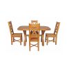 Country Oak 140cm Cross Leg Fixed Oval Table and 4 Grasmere Timber Seat Chairs - 4 Country Oak 140cm Cross Leg Fixed Oval Table and 4 Grasmere Timber Seat Chairs - 4