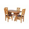 Country Oak 140cm Cross Leg Fixed Oval Table and 4 Windermere Brown Leather Chairs - 3 Country Oak 140cm Cross Leg Fixed Oval Table and 4 Windermere Brown Leather Chairs - 3