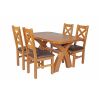 Country Oak 140cm Cross Leg Fixed Oval Table and 4 Windermere Brown Leather Chairs - 2 Country Oak 140cm Cross Leg Fixed Oval Table and 4 Windermere Brown Leather Chairs - 2
