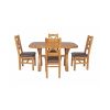 Country Oak 140cm Cross Leg Fixed Oval Table and 4 Windermere Brown Leather Chairs - 5 Country Oak 140cm Cross Leg Fixed Oval Table and 4 Windermere Brown Leather Chairs - 5