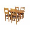 Country Oak 140cm Cross Leg Fixed Oval Table and 4 Chester Brown Leather Chairs - 3 Country Oak 140cm Cross Leg Fixed Oval Table and 4 Chester Brown Leather Chairs - 3