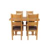 Country Oak 140cm Cross Leg Fixed Oval Table and 4 Chester Brown Leather Chairs - 5 Country Oak 140cm Cross Leg Fixed Oval Table and 4 Chester Brown Leather Chairs - 5