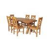 Country Oak 180cm Cross Leg Fixed Oval Table and 6 Grasmere Timber Seat Chairs - 3 Country Oak 180cm Cross Leg Fixed Oval Table and 6 Grasmere Timber Seat Chairs - 3