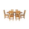 Country Oak 180cm Cross Leg Fixed Oval Table and 6 Grasmere Timber Seat Chairs - 4 Country Oak 180cm Cross Leg Fixed Oval Table and 6 Grasmere Timber Seat Chairs - 4
