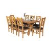 Country Oak 180cm Cross Leg Fixed Oval Table and 8 Windermere Brown Leather Chairs - 2 Country Oak 180cm Cross Leg Fixed Oval Table and 8 Windermere Brown Leather Chairs - 2