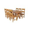 Country Oak 180cm Cross Leg Fixed Oval Table and 6 Chester Timber Seat Chairs - 2 Country Oak 180cm Cross Leg Fixed Oval Table and 6 Chester Timber Seat Chairs - 2
