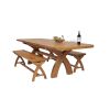 Country Oak 280cm Extending Cross Leg Oval Table and 2 160cm Cross Leg Bench Set - 2 Country Oak 280cm Extending Cross Leg Oval Table and 2 160cm Cross Leg Bench Set - 2