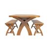 Country Oak 280cm Extending Cross Leg Oval Table and 2 160cm Cross Leg Bench Set - 3 Country Oak 280cm Extending Cross Leg Oval Table and 2 160cm Cross Leg Bench Set - 3