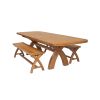 Country Oak 280cm Extending Cross Leg Oval Table and 2 160cm Cross Leg Bench Set - 4 Country Oak 280cm Extending Cross Leg Oval Table and 2 160cm Cross Leg Bench Set - 4
