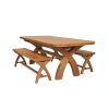 Country Oak 280cm Extending Cross Leg Oval Table and 2 160cm Cross Leg Bench Set - 5 Country Oak 280cm Extending Cross Leg Oval Table and 2 160cm Cross Leg Bench Set - 5